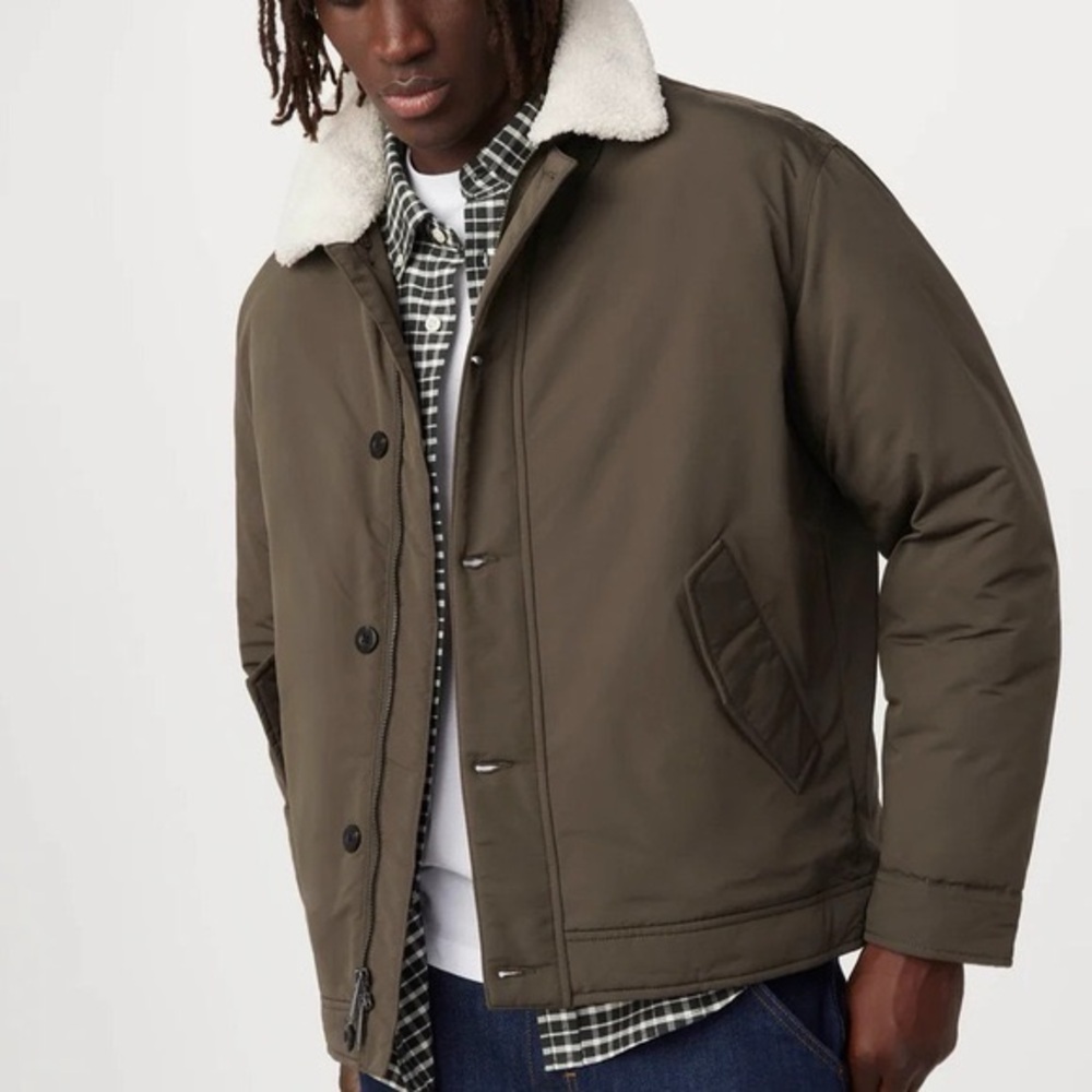 Frank and Oak the Aviator Bomber Jacket in Dark Taupe size Medium